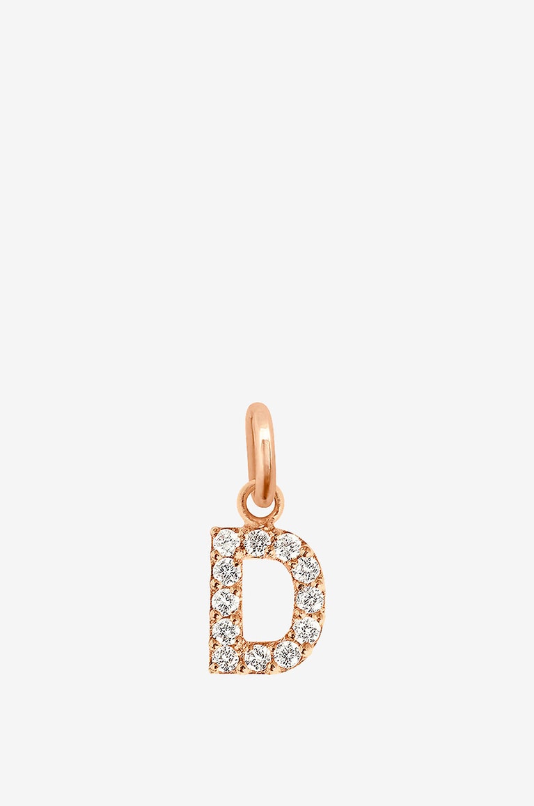 GIGI CLOZEAU Lucky Letter D rose gold and diamond pendant Women PINK 1