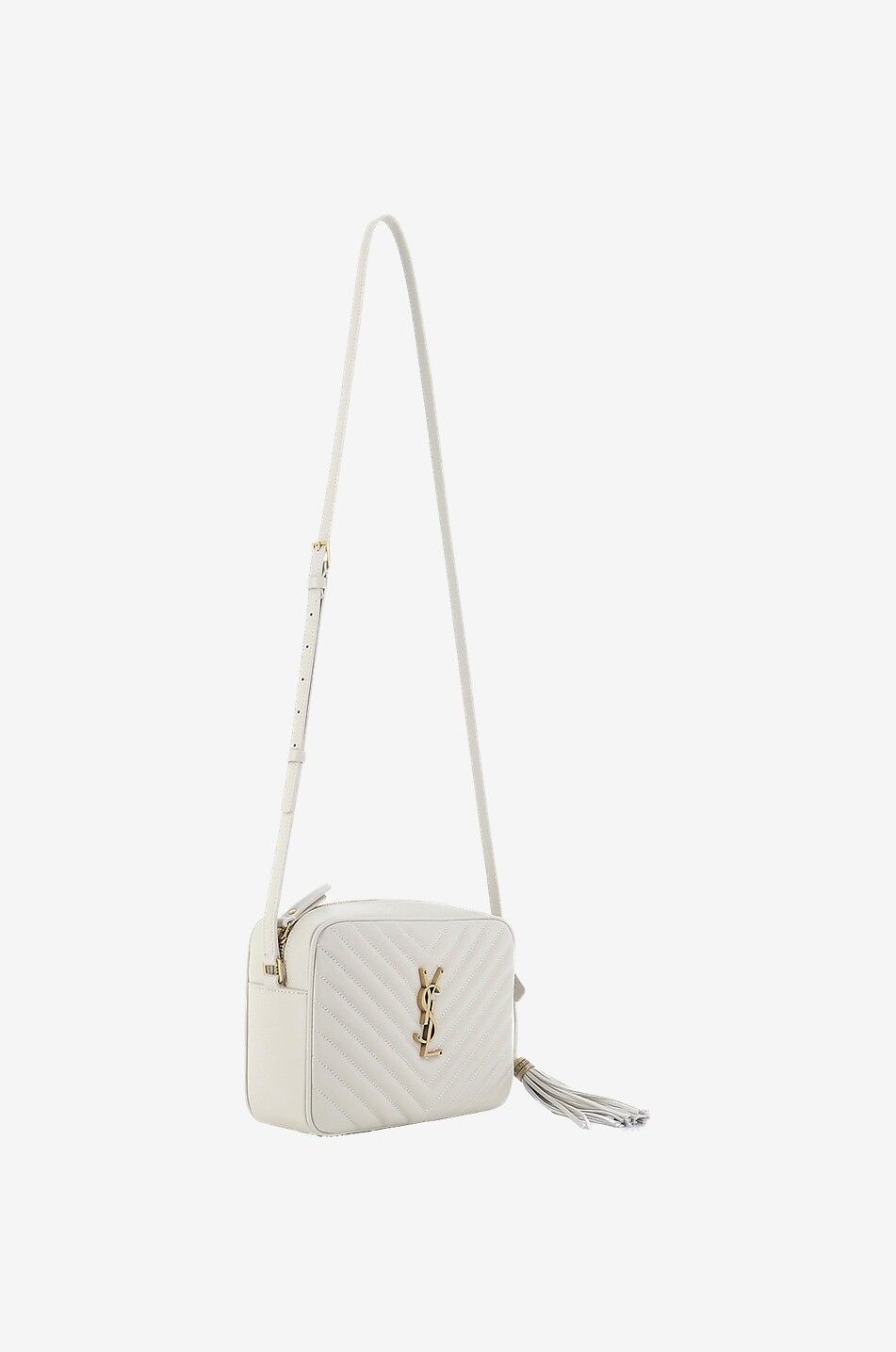 SAINT LAURENT PARIS Lou Camera quilted smooth leather shoulder bag Women WHITE 2