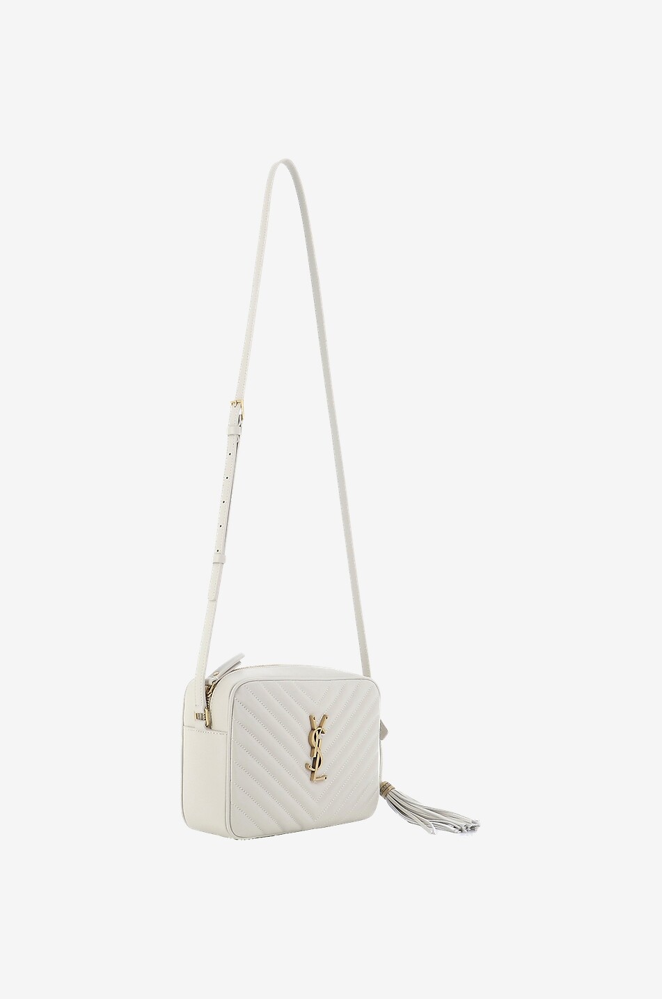 SAINT LAURENT PARIS Sac porté épaule en cuir matelassé Lou Camera Femme BLANC 2