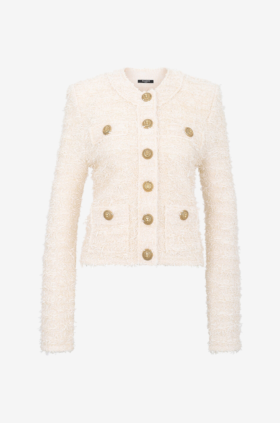 Glittering tweed effect knit suit jacket