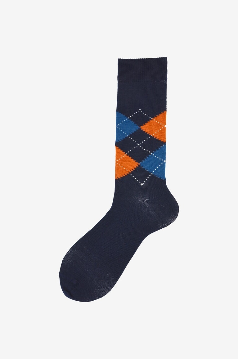 ALTO MILANO Chaussettes à losanges Real Homme BLEU FONCE 1