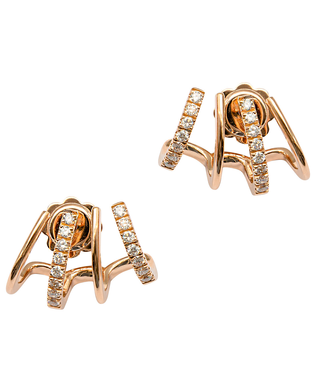 Quatuor rose gold and diamond stud earrings