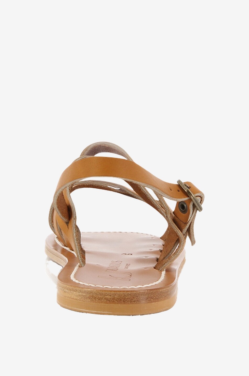 K JACQUES Sandales plates en cuir Talara Femme CAMEL 4