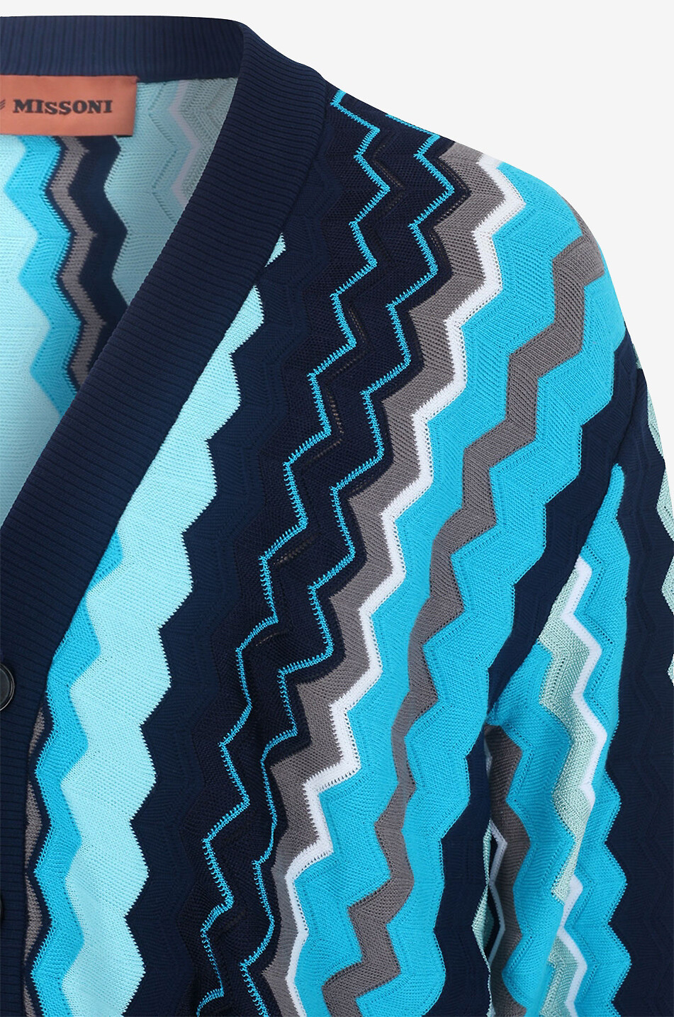 Baumwollmix-Cardigan mit V-Ausschnitt und Fischgräten