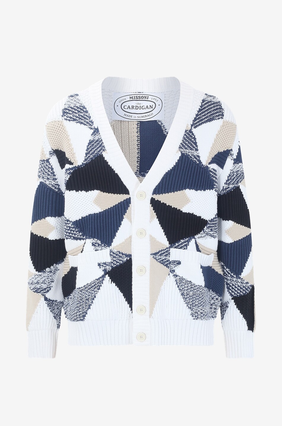 MISSONI Patchwork effect cotton jacquard cardigan Men WHITE 1
