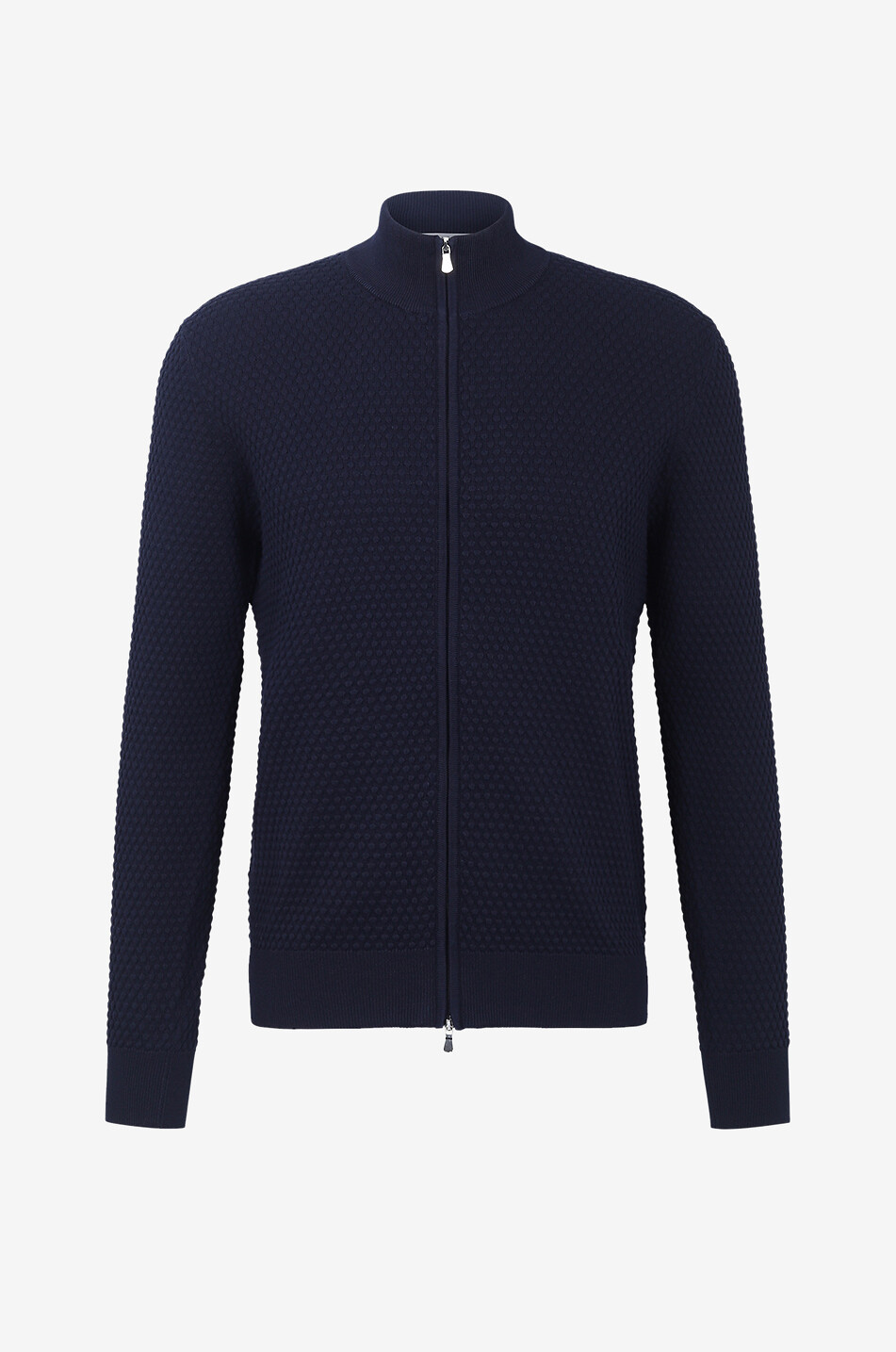 Cardigan zippé en coton à col montant
