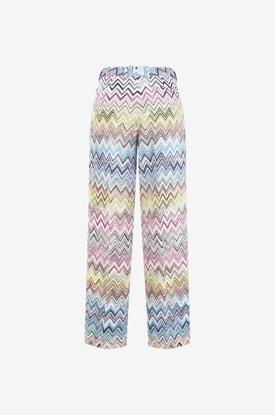 Pantalon large taille haute en maille à chevrons multicolores