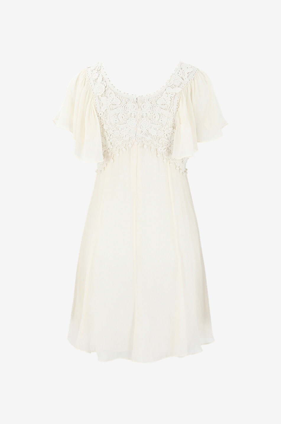 Robe empire courte en soie et dentelle Rema