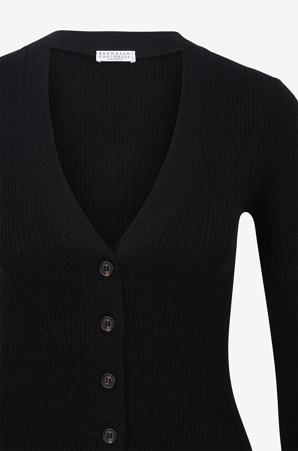 BRUNELLO CUCINELLI Schmaler Rippstrick-Cardigan aus Kaschmir und Seide Sparkling Damen SCHWARZ 3