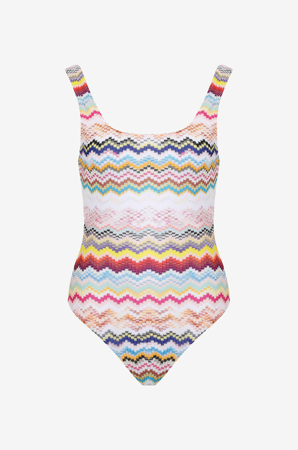 Zigzag patterned knit one-piece swimsuit