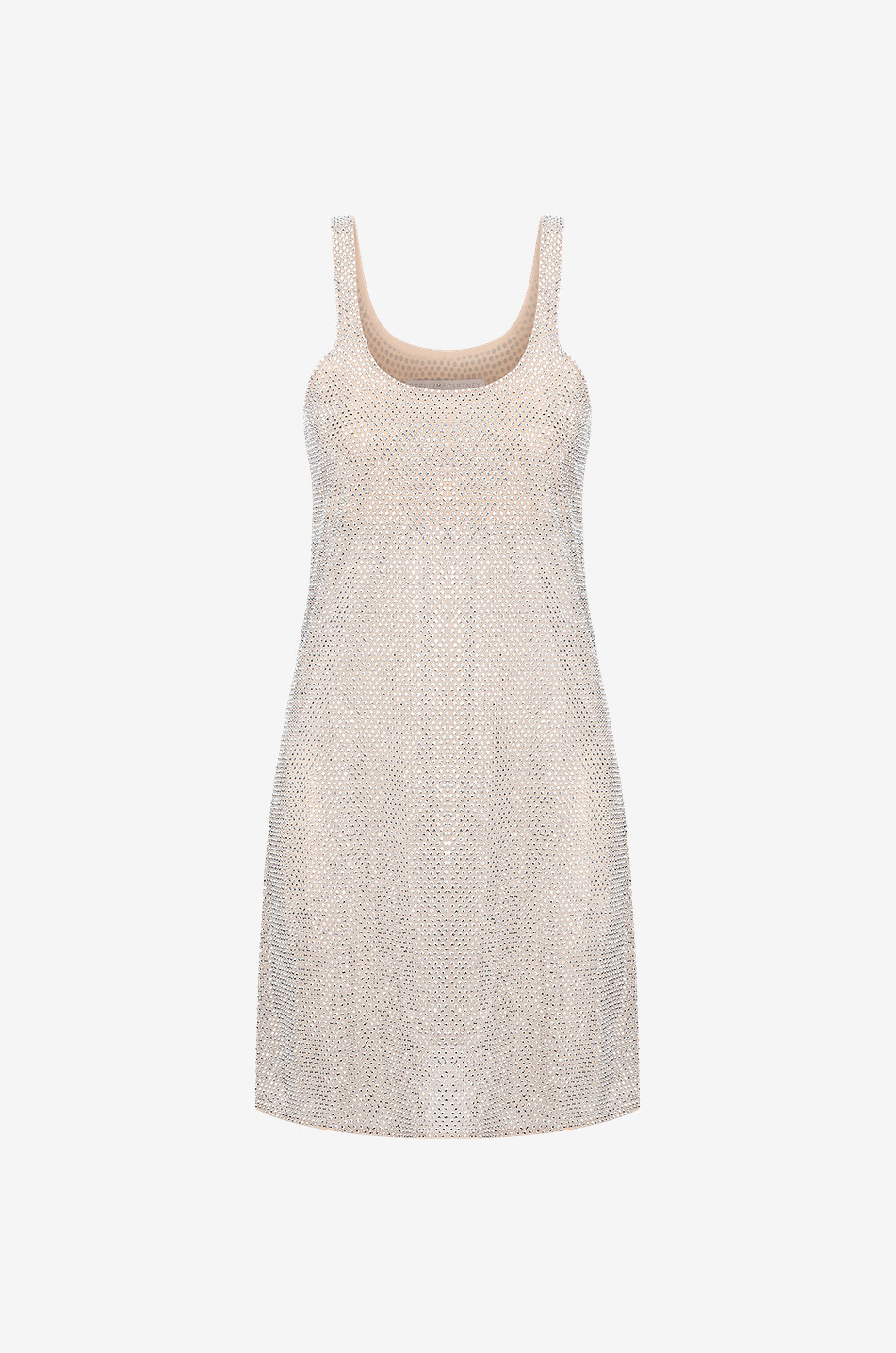 Mini robe à bretelles en soie et cristaux