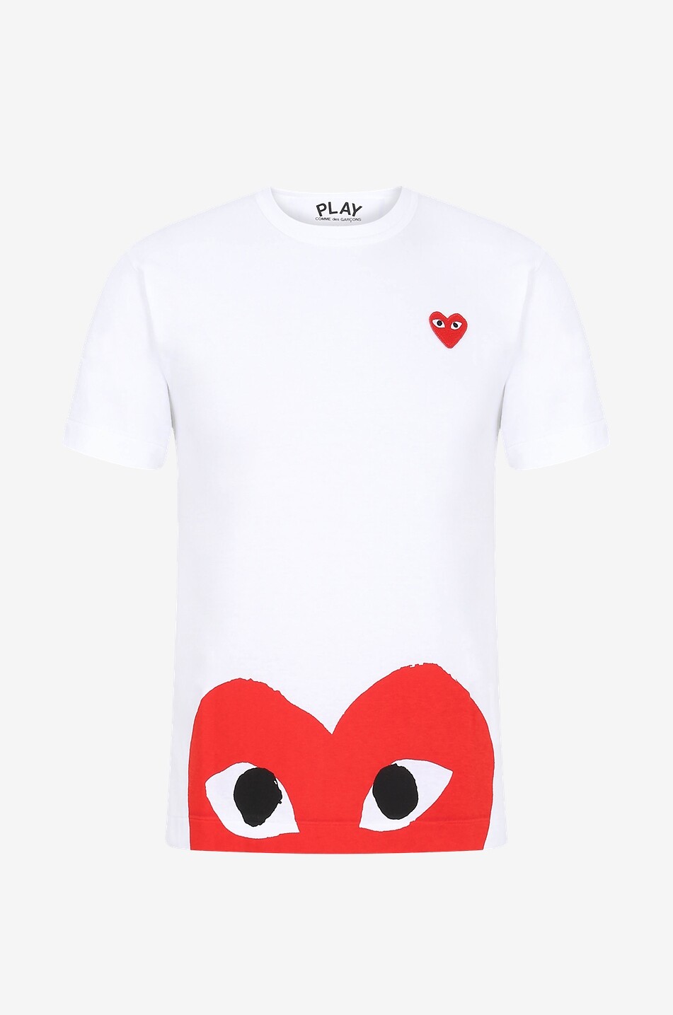 COMME DES GARCONS PLAY T-shirt manches courtes imprimé et brodé coeur Red Heart Homme BLANC 1