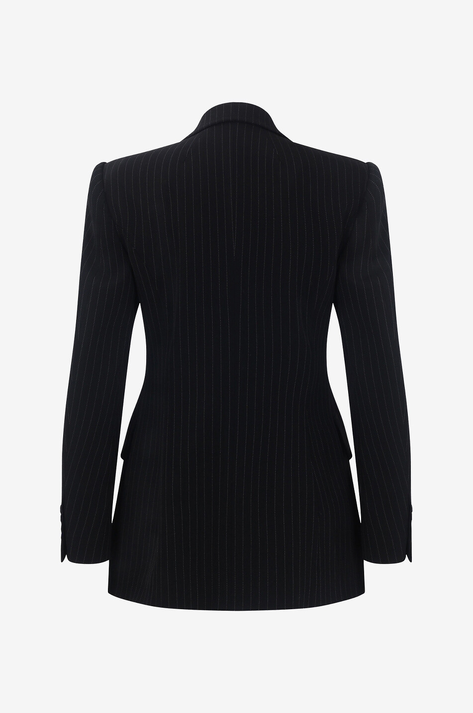 BALENCIAGA Nadelstreifen-Blazer aus Wolle Hourglass Damen SCHWARZ 2