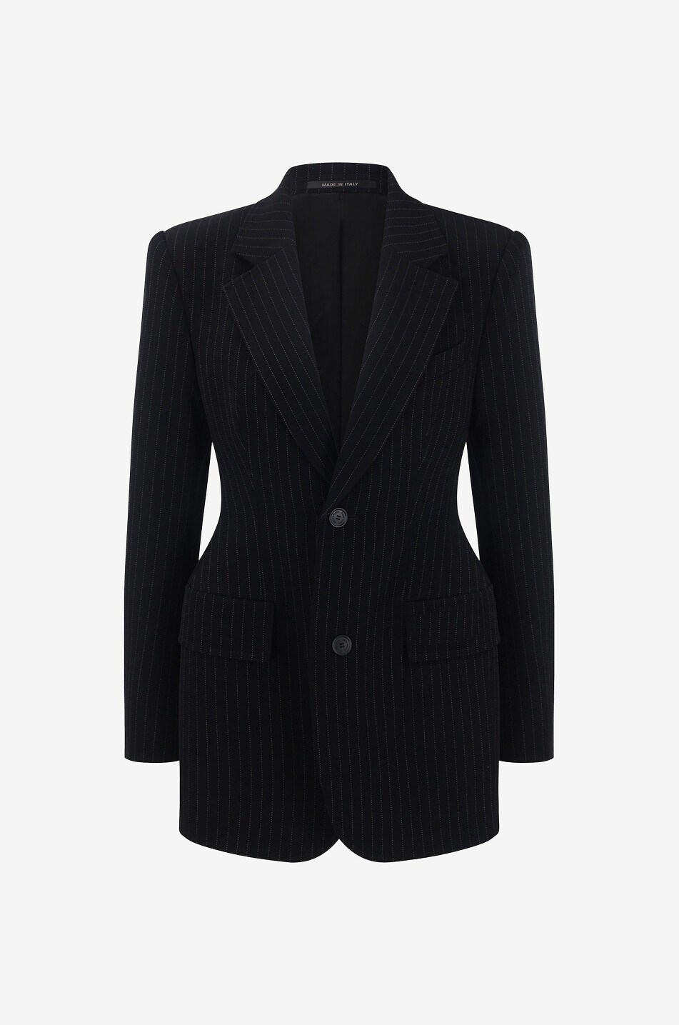 BALENCIAGA Nadelstreifen-Blazer aus Wolle Hourglass Damen SCHWARZ 1
