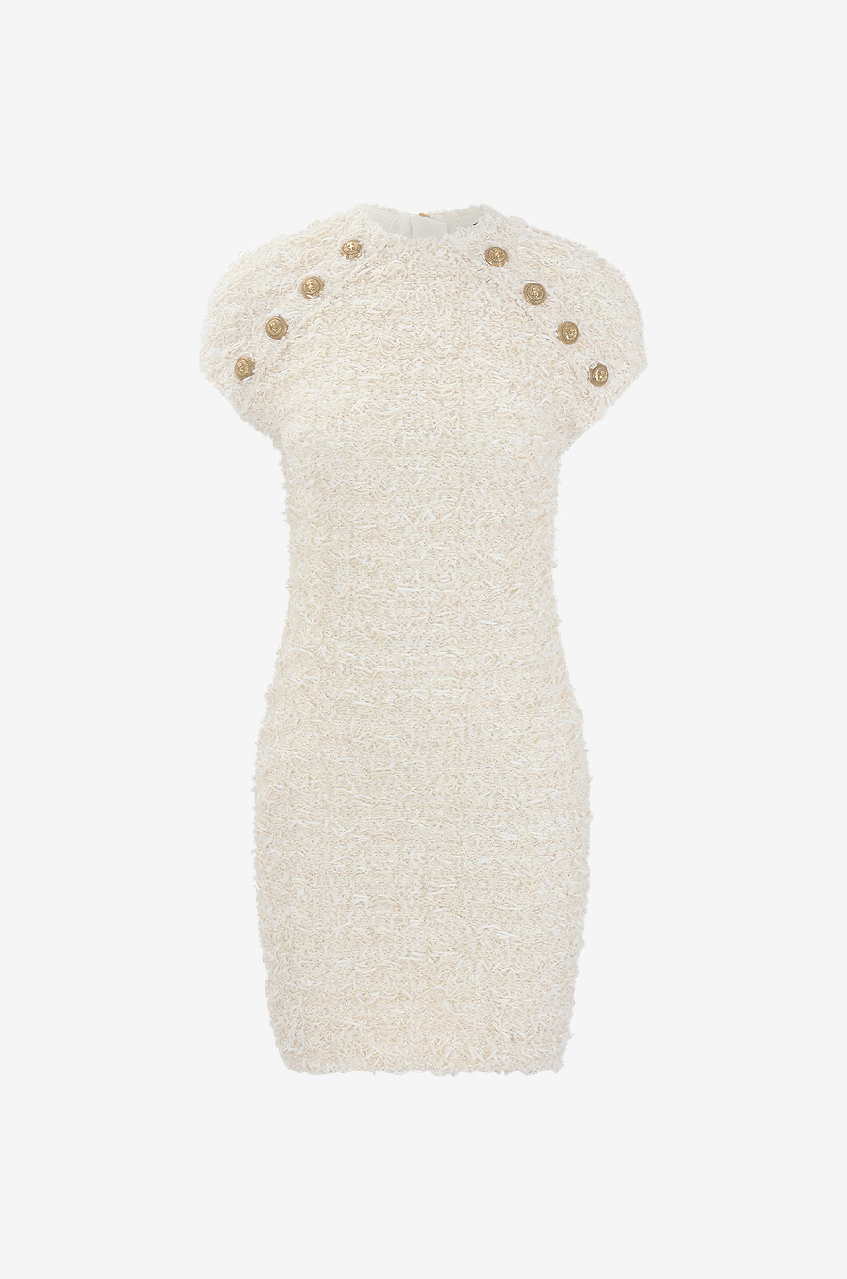 BALMAIN Glittering tweed effect knit mini dress Women EGGSHELL 1