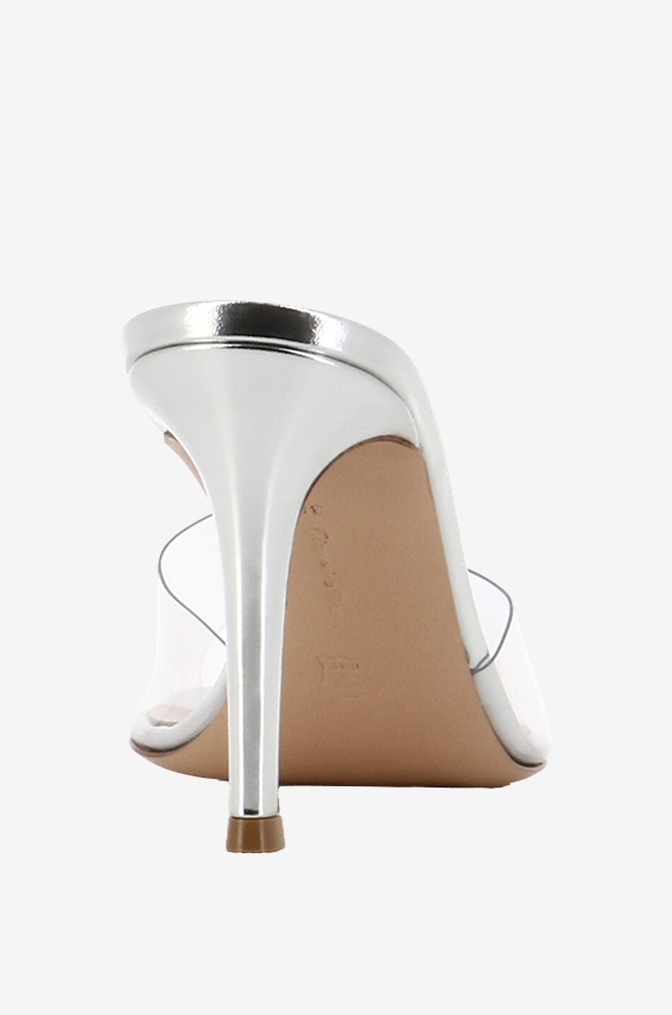 GIANVITO ROSSI Mules à talon en cuir miroir et plexiglas Elle 85 Femme ARGENT 4