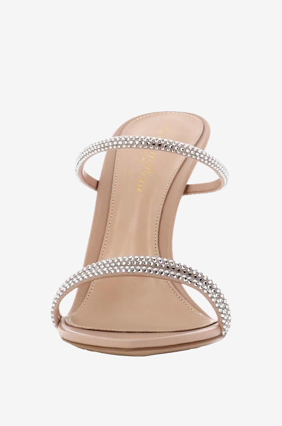 Mules à talon scintillantes en daim et cuir Cannes 105