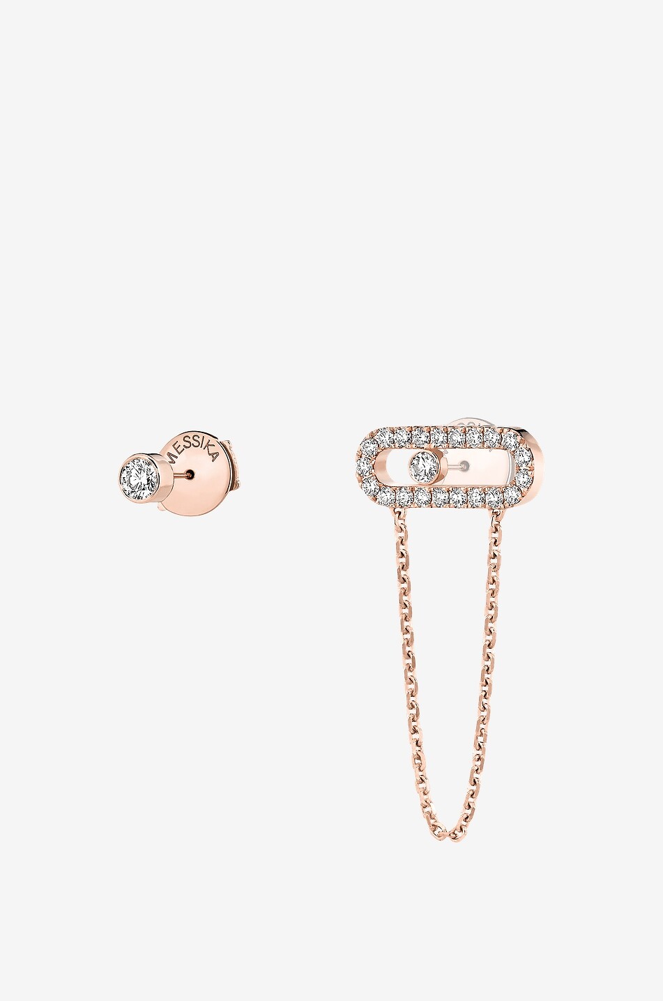 MESSIKA Clous d'oreilles en or rose et diamants Move Uno Chaîne et Puce Femme ROSE 2