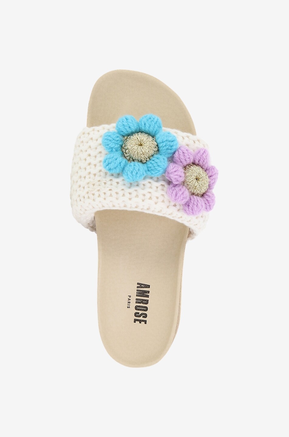 Häkel-Pantoletten mit Stickerei Flower Puff