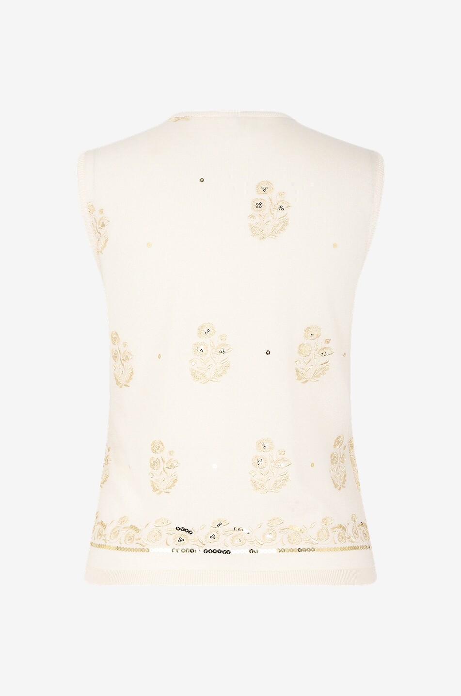 GIAMBATTISTA VALLI Ärmelloser Pullover aus Kaschmir und Seide mit Blütenstickerein Damen Hellbeige 2