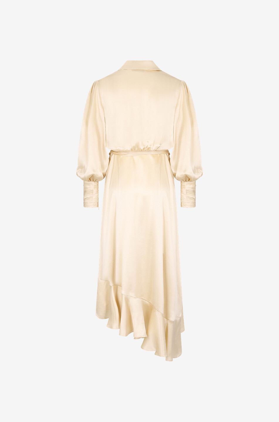 Asymmetrisches Satin-Wickekleid