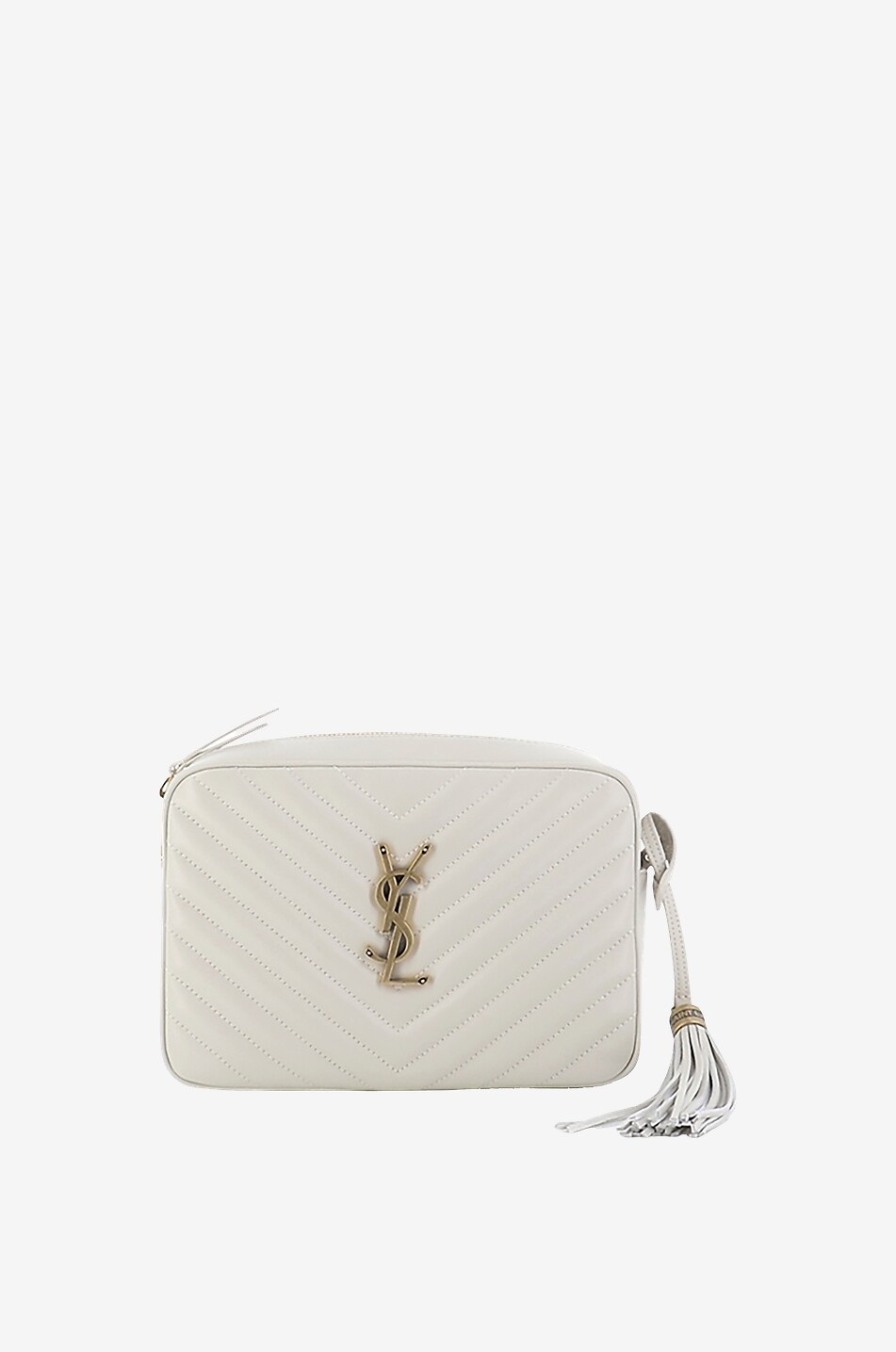 SAINT LAURENT PARIS Sac porté épaule en cuir matelassé Lou Camera Femme BLANC 1