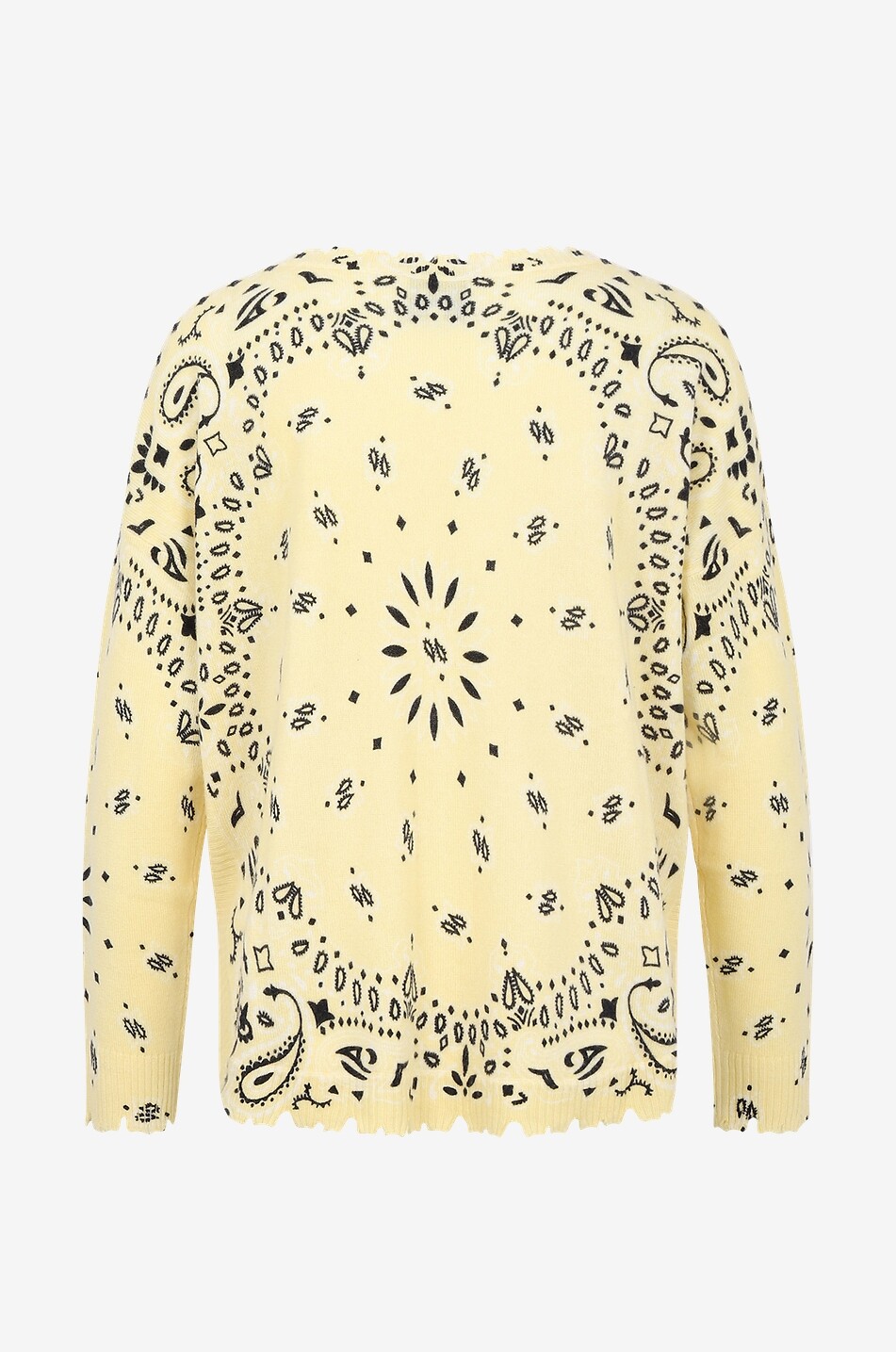 KUJTEN Pull effiloché imprimé en cachemire Mela Bandana Femme JAUNE CLAIR 2