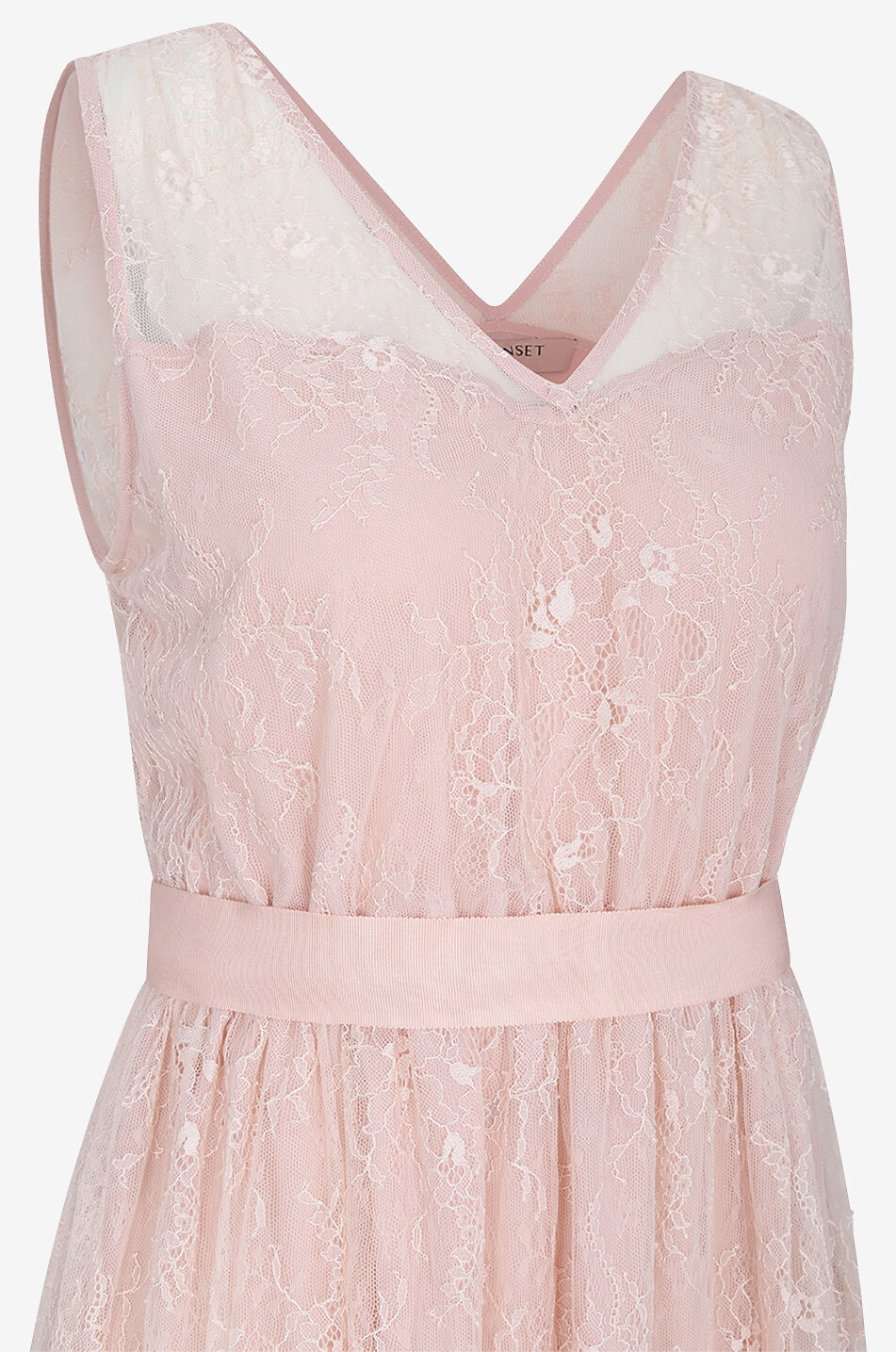 Robe longue sans manches en dentelle