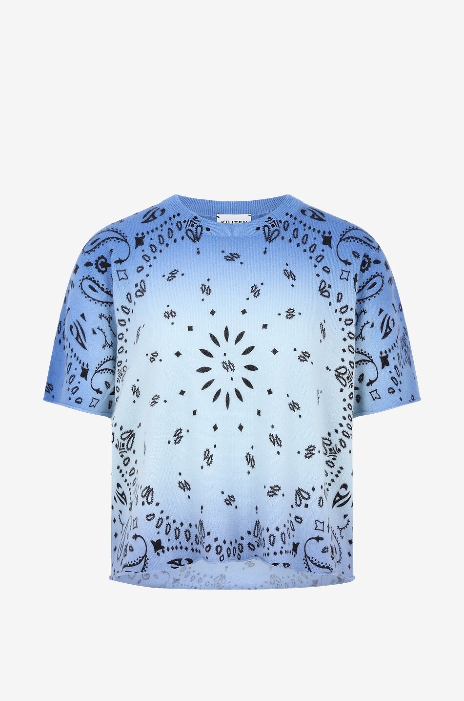 KUJTEN Kurzärmeliges T-Shirt aus Kaschmir Teo Damen MITTELBLAU 1