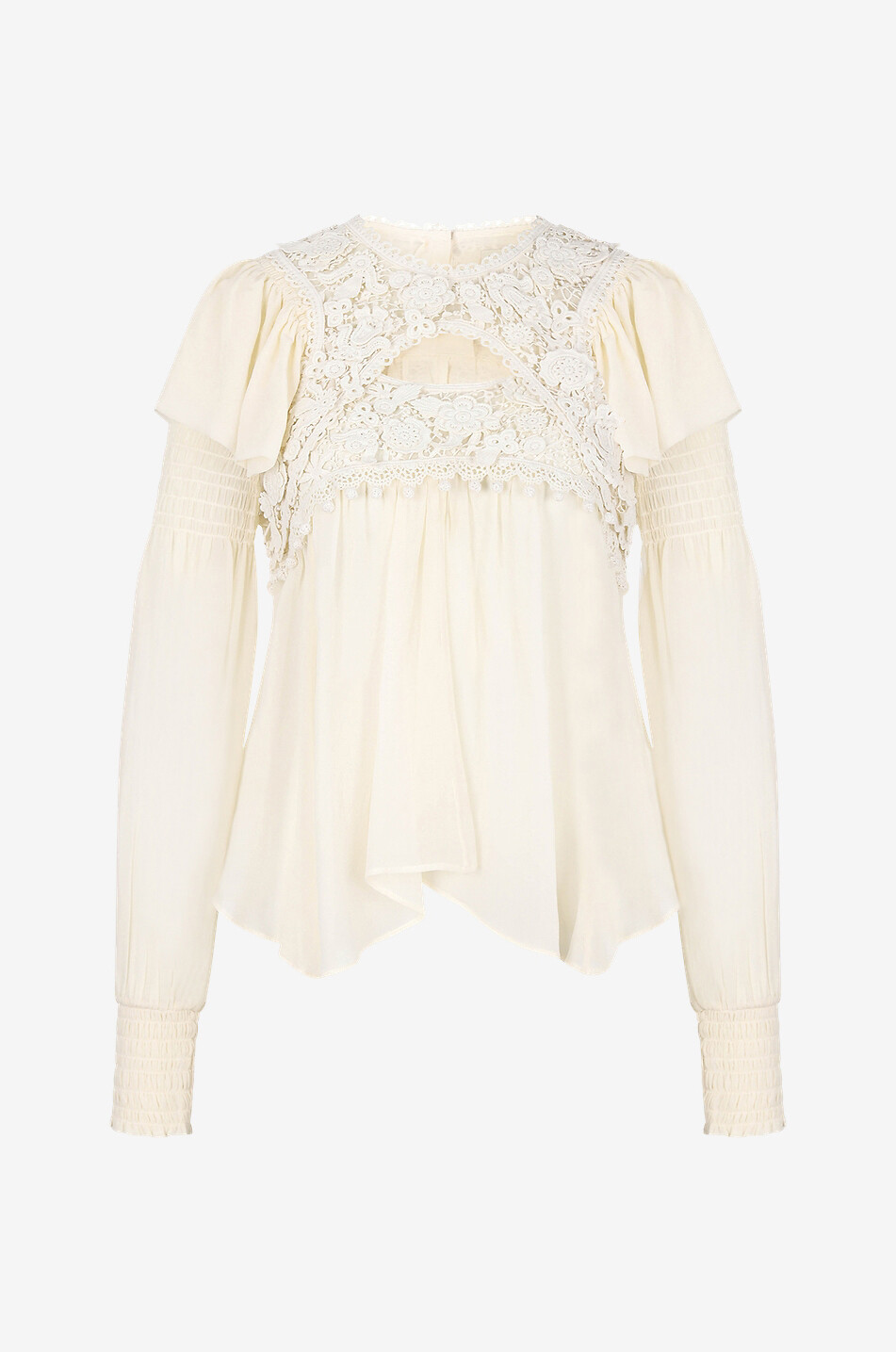 Rokia silk and guipure top