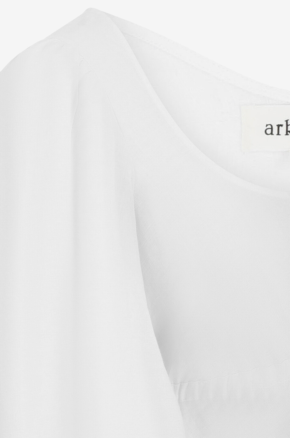 Bauchfreie Leinenbluse mit Puffärmeln Carla