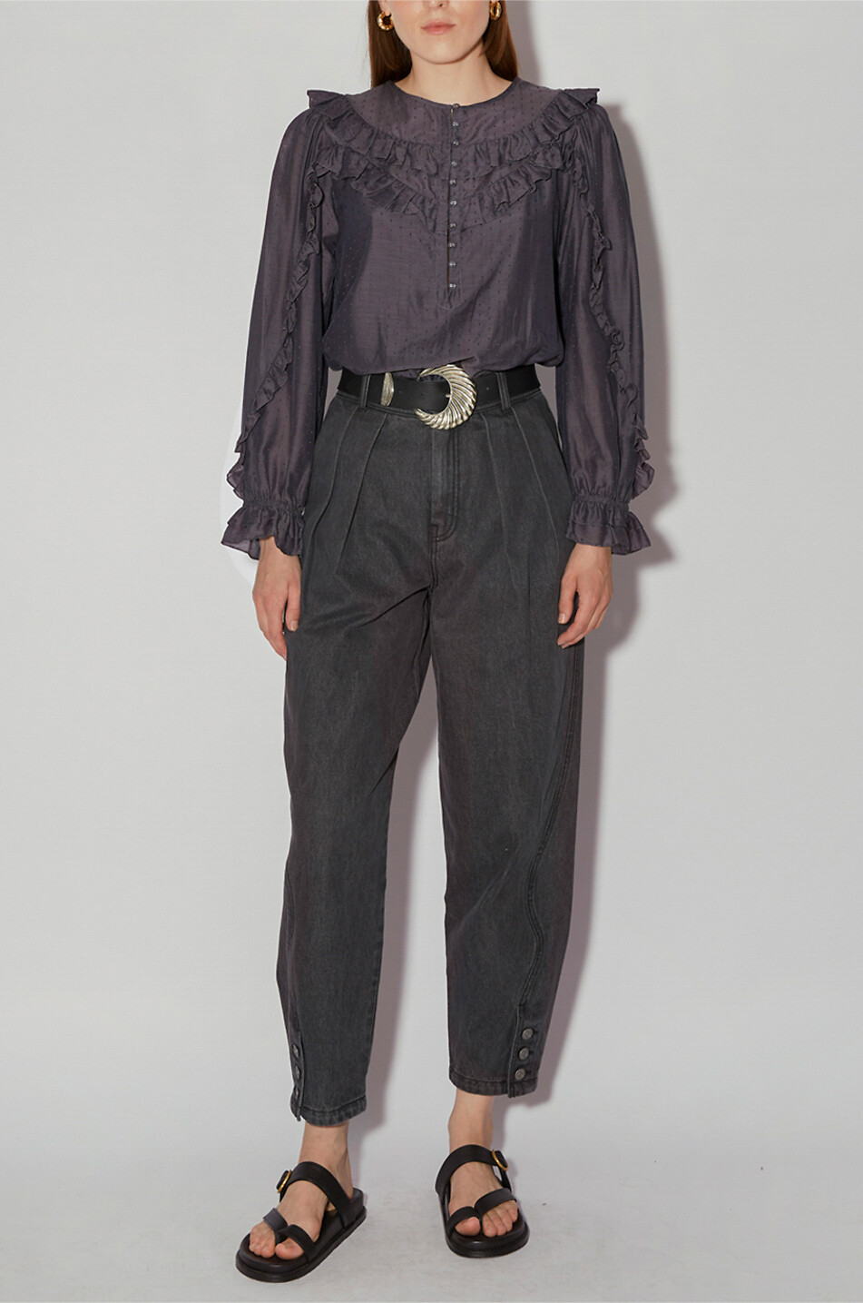 MAGALI PASCAL Blouse à manches longues en coton Bernadette Femme NOIR 3