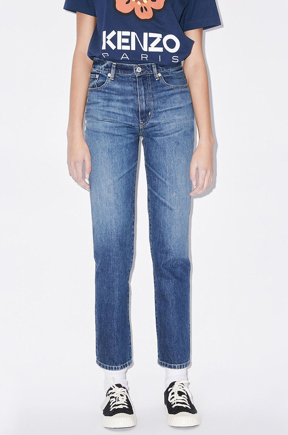 KENZO Jean droit en coton Asagao Femme BLEU FONCE 3