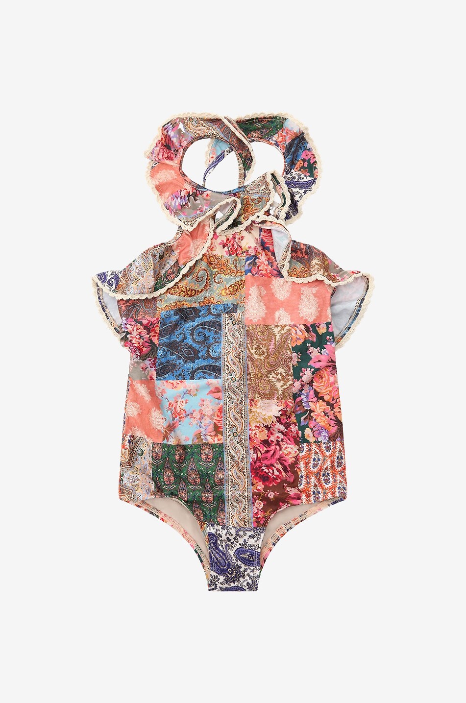 Devi Trim Frill girl's printed swimsuit