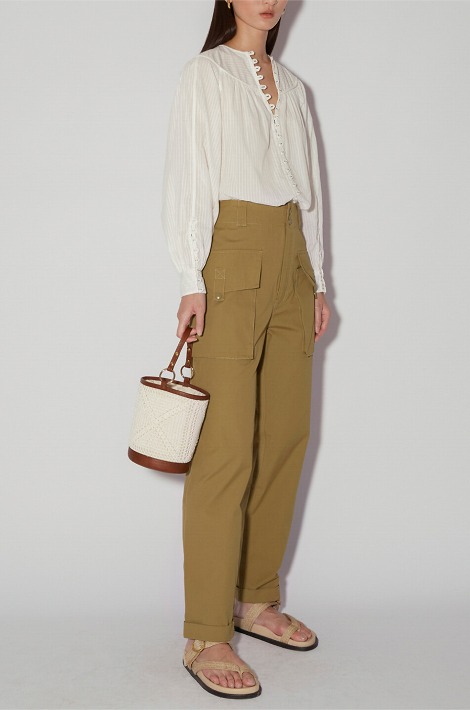 MAGALI PASCAL Noelle cotton cargo trousers Women LIGHT KHAKI 4