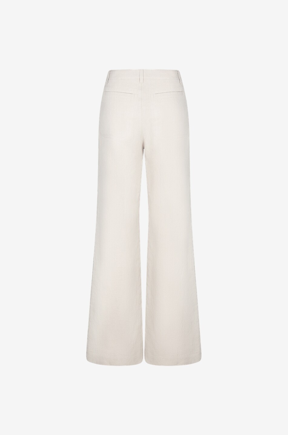 Baumwoll- und Leinenhose mit weitem Bein und hohem Bund Seaside