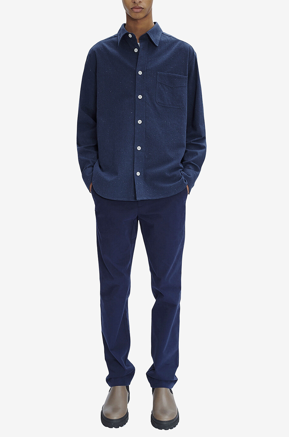 A.P.C. Aston mottled flannel shirt jacket Men DARK BLUE 3