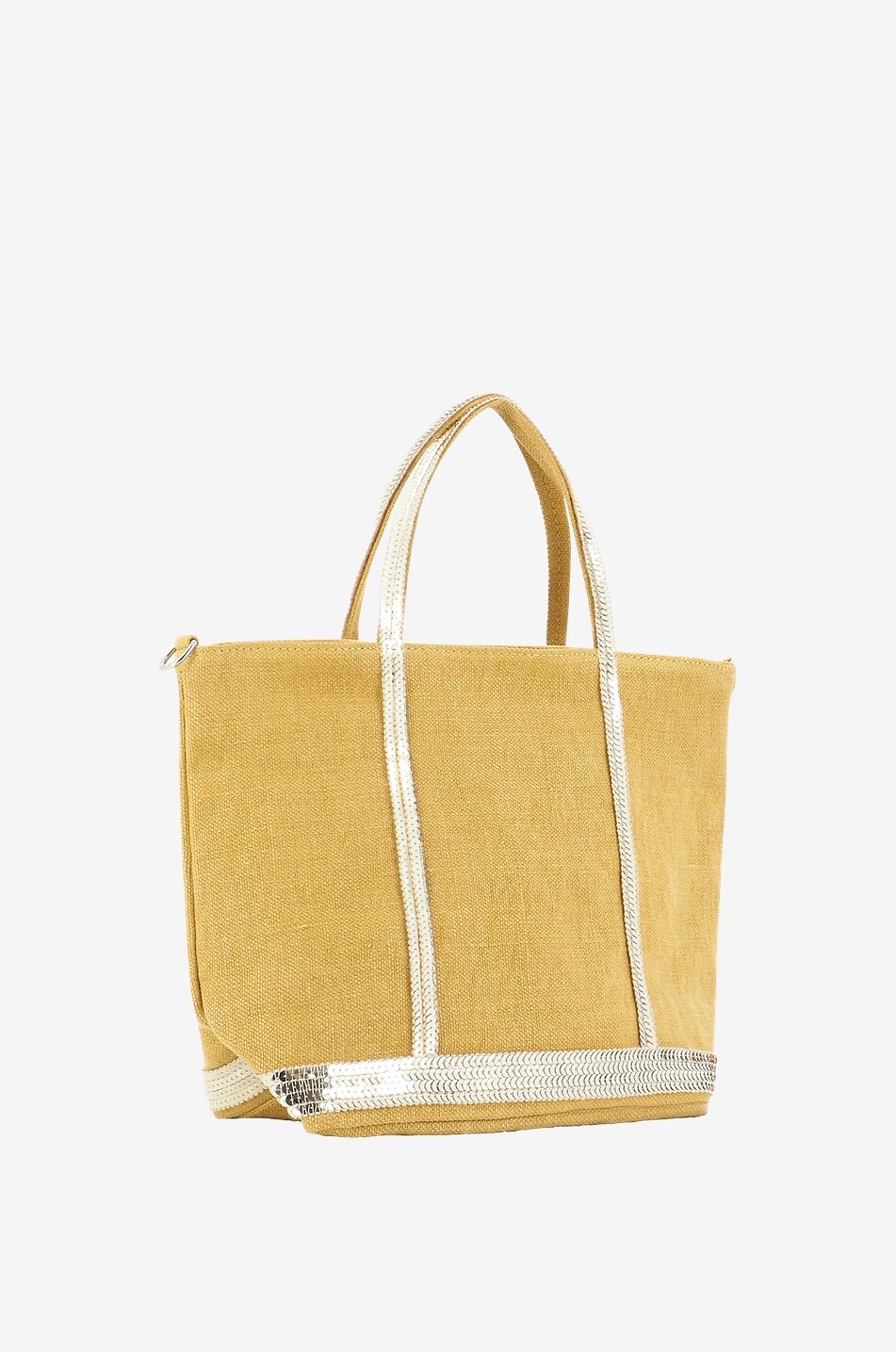 VANESSA BRUNO Petit linen canvas tote bag with sequins Women DARK YELLOW 2