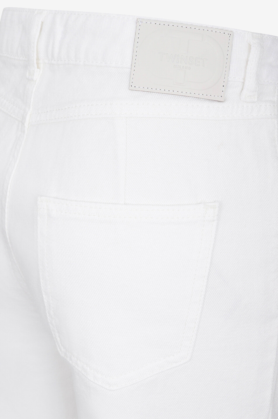 TWINSET Jean droit en coton Femme BLANC CASSE 3