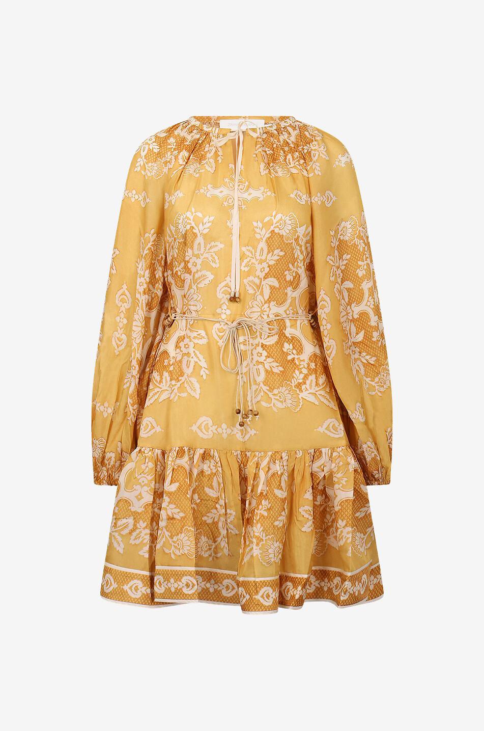 Minikleid aus Seide mit Print Raie tiered Billow