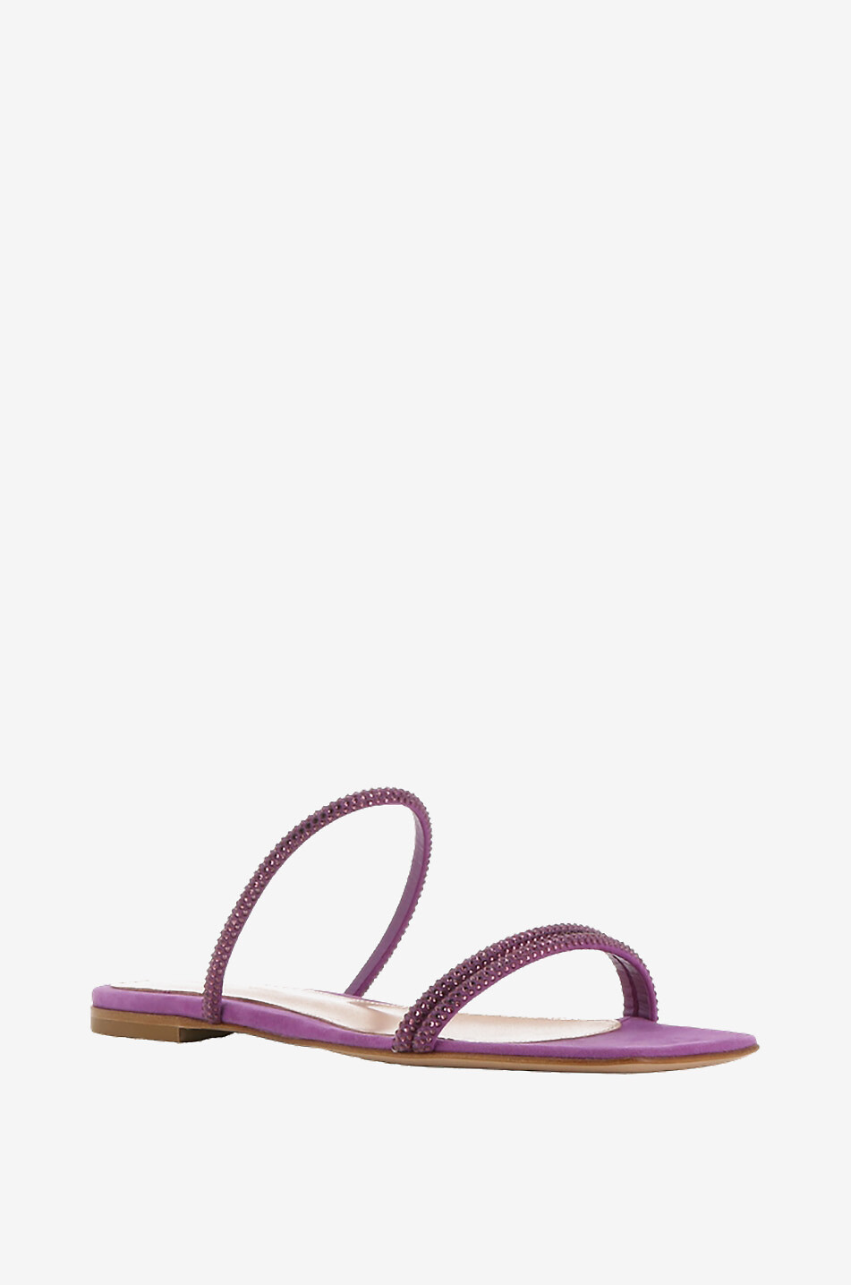 Flache Pantoletten aus Wildleder und Kristallen Cannes 05