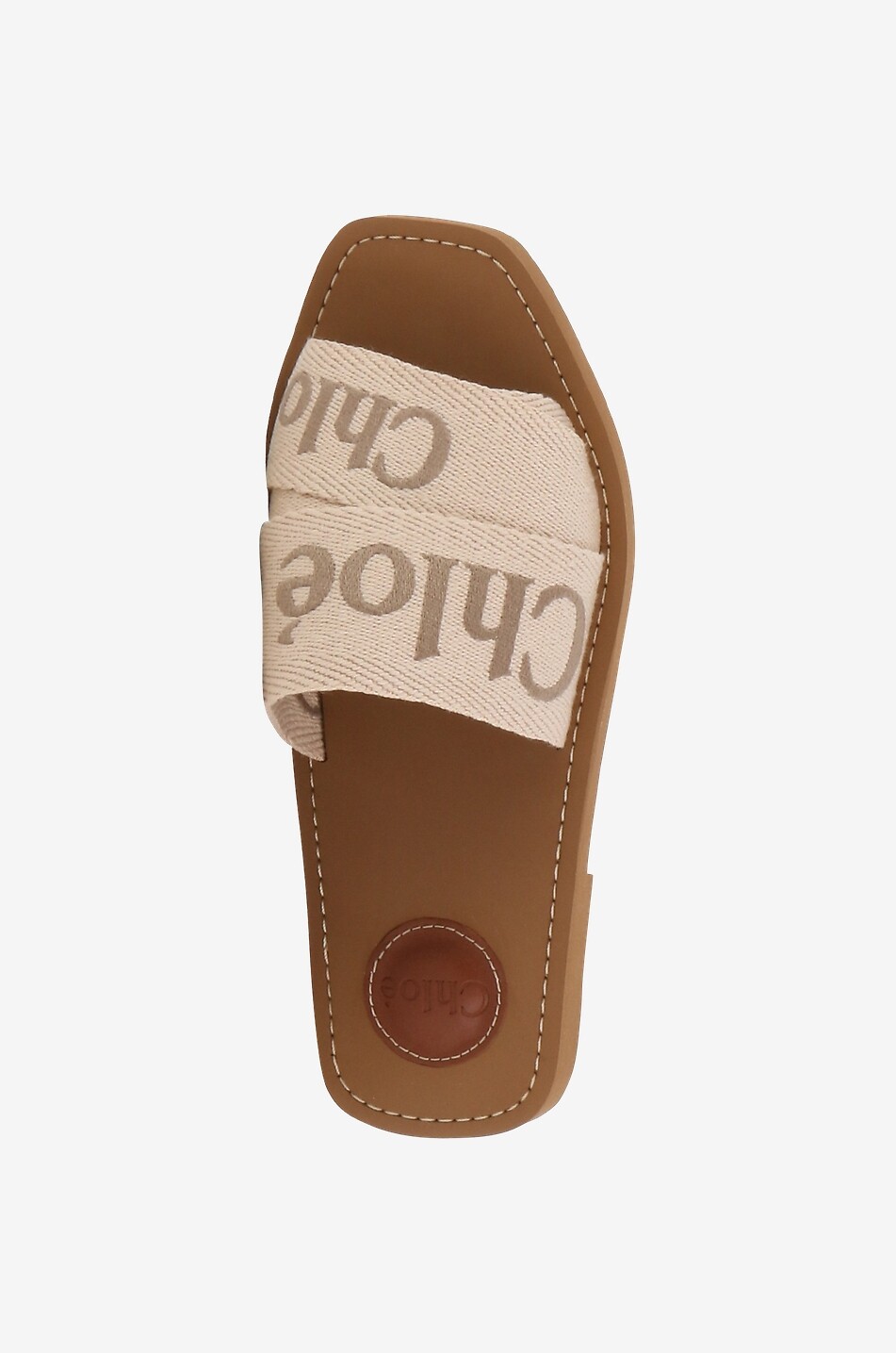 CHLOE Flache Pantoletten aus besticktem Leinen Woody Damen HELLROSA 5