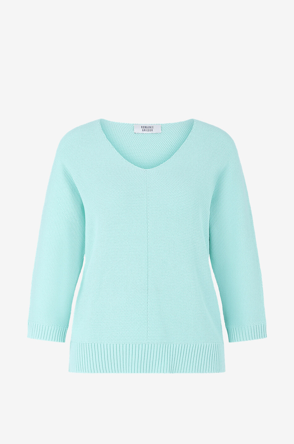 BONGÉNIE Pull point de riz à col V en coton biologique Femme VERT CLAIR 1