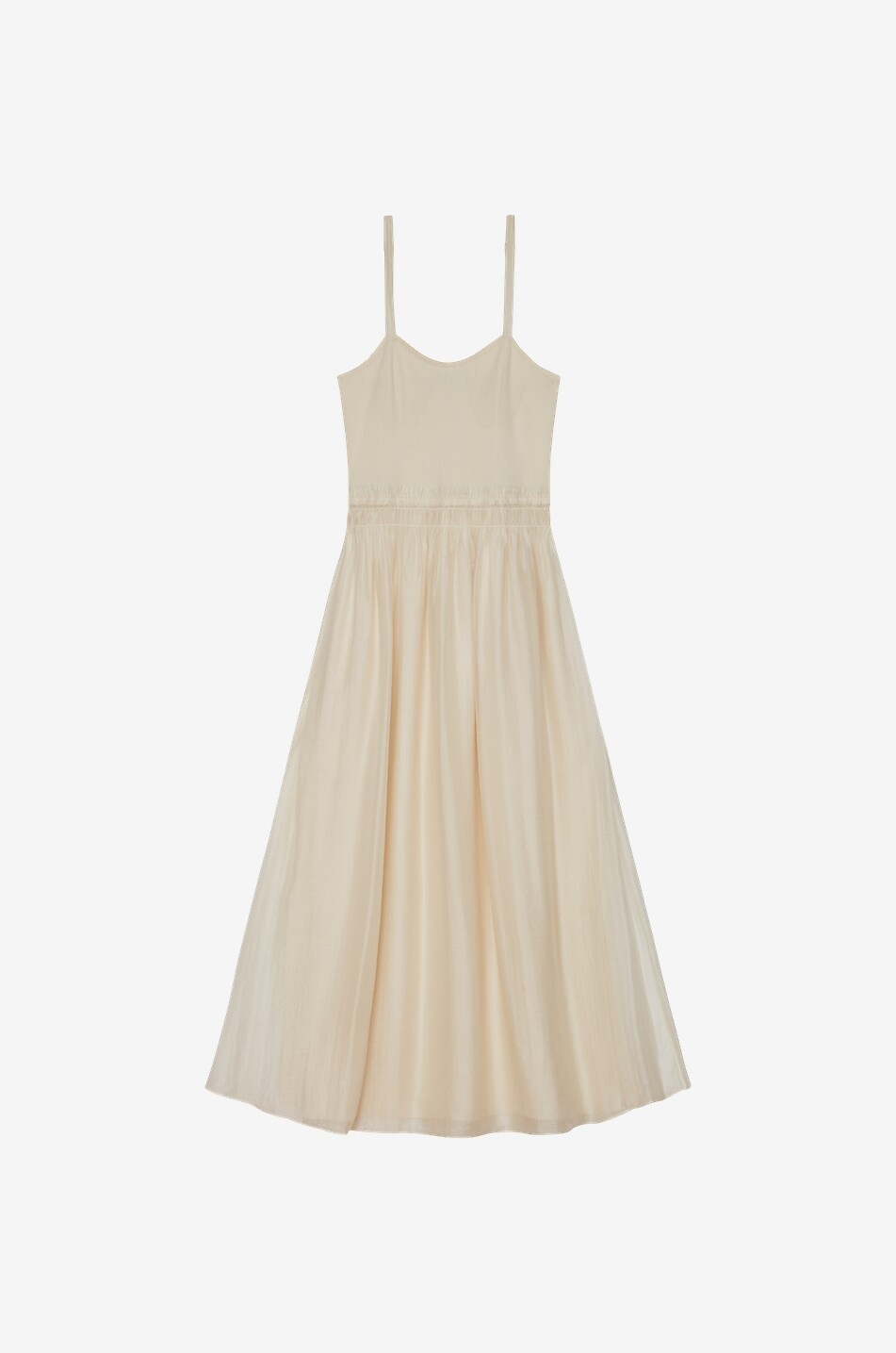 Robe midi à bretelles bi-matière