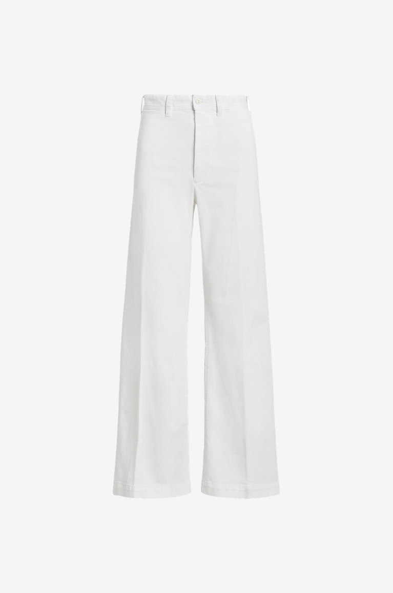 POLO RALPH LAUREN Sailor flared high-rise twill trousers Women EGGSHELL 1