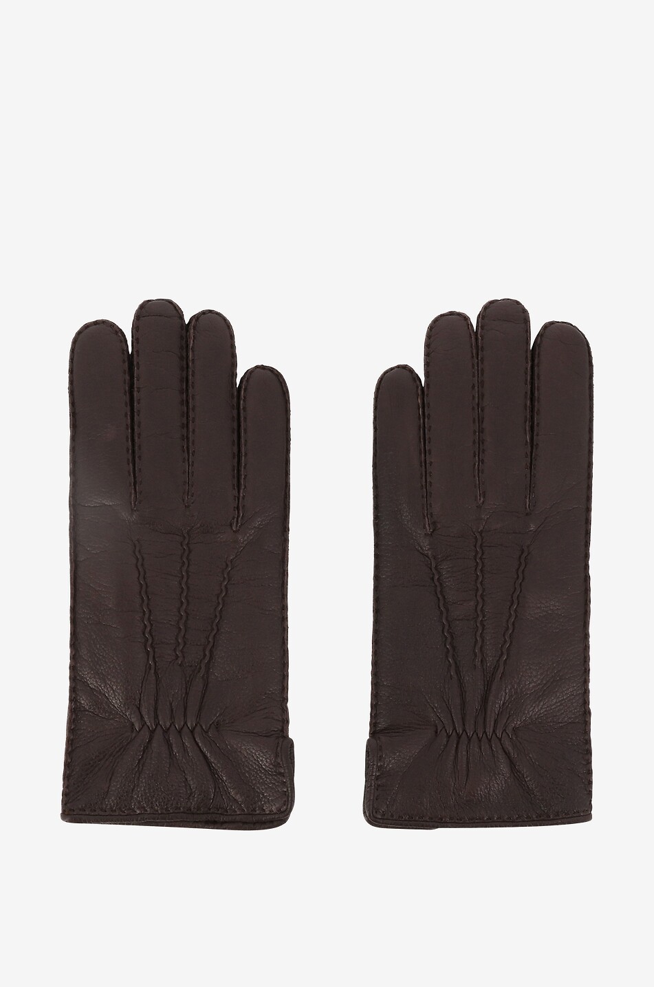 PIERO RESTELLI Gants en cuir de cerf et cachemire Homme MARRON FONCÉ 1