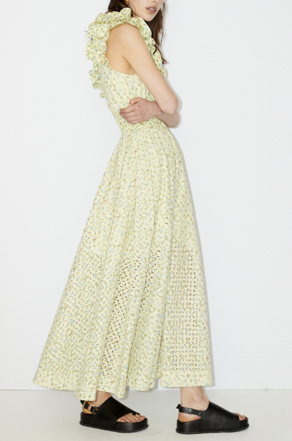 Robe longue asymétrique fleurie Maeve
