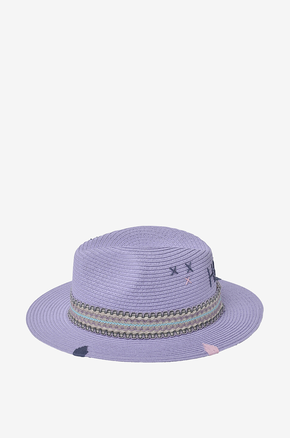 THE HAT GANG Chapeau de paille brodé Happy Femme VIOLET CLAIR 4