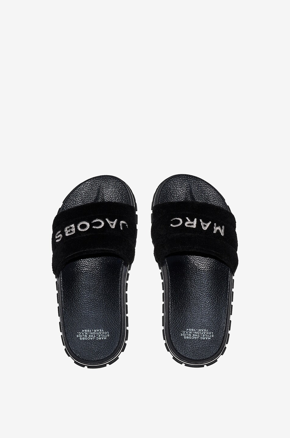 MARC JACOBS Mules plates en éponge brodées The Slide Femme NOIR 4