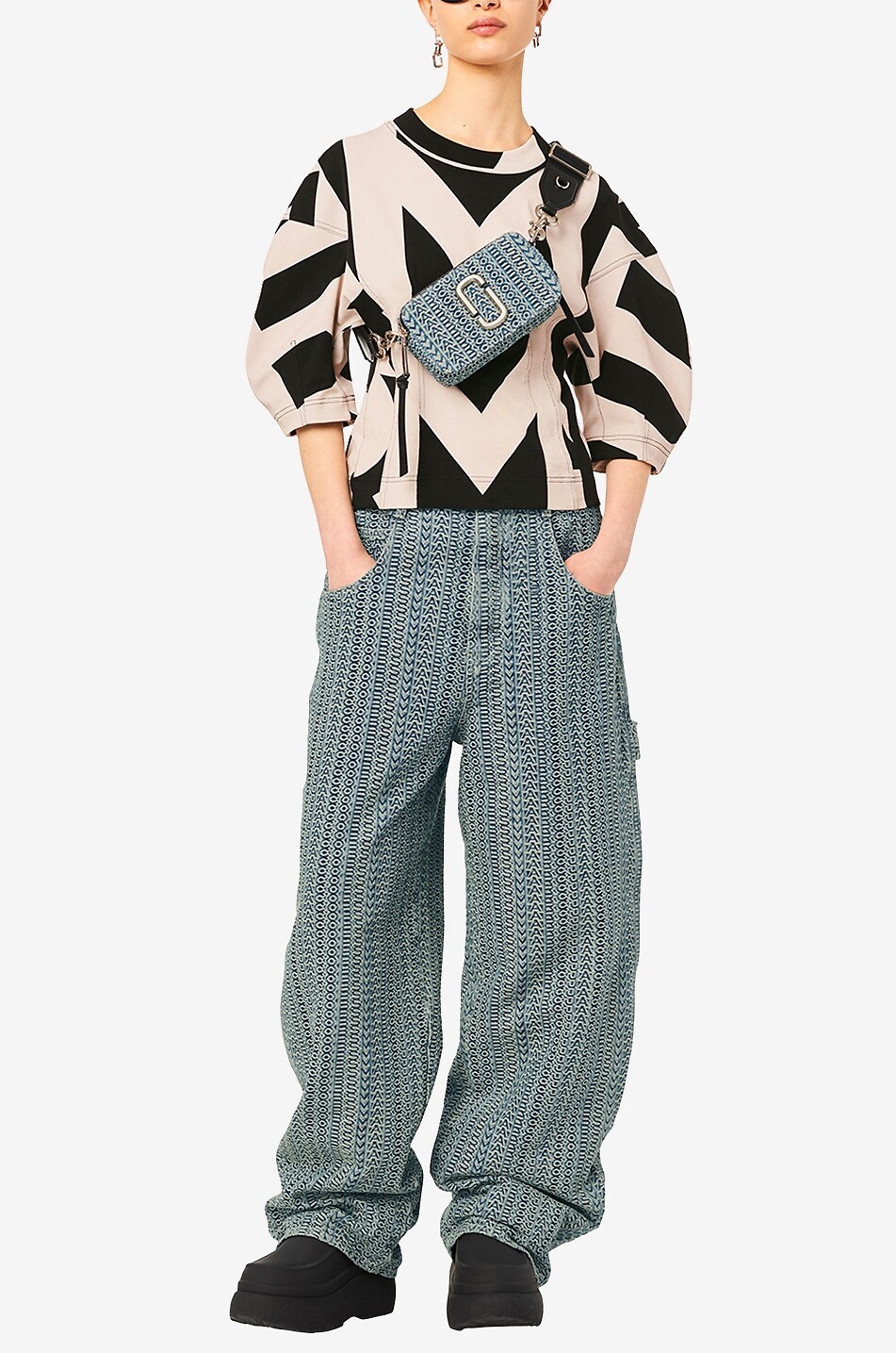 Sac porté croisé The Washed Monogram Denim Snapshot
